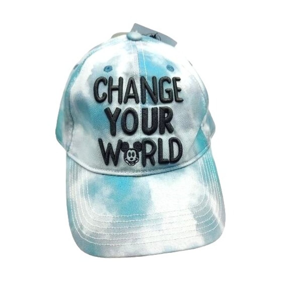 DISNEY Parks CHANGE YOUR WORLD Baseball Cap Blue Tie Dye
